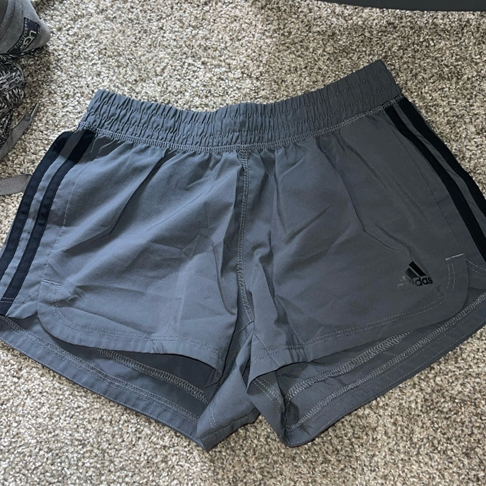 grey adidas shorts